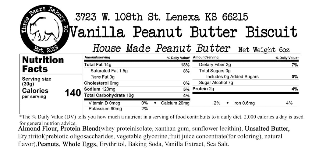 Vanilla Peanut Butter Biscuits - 6pk