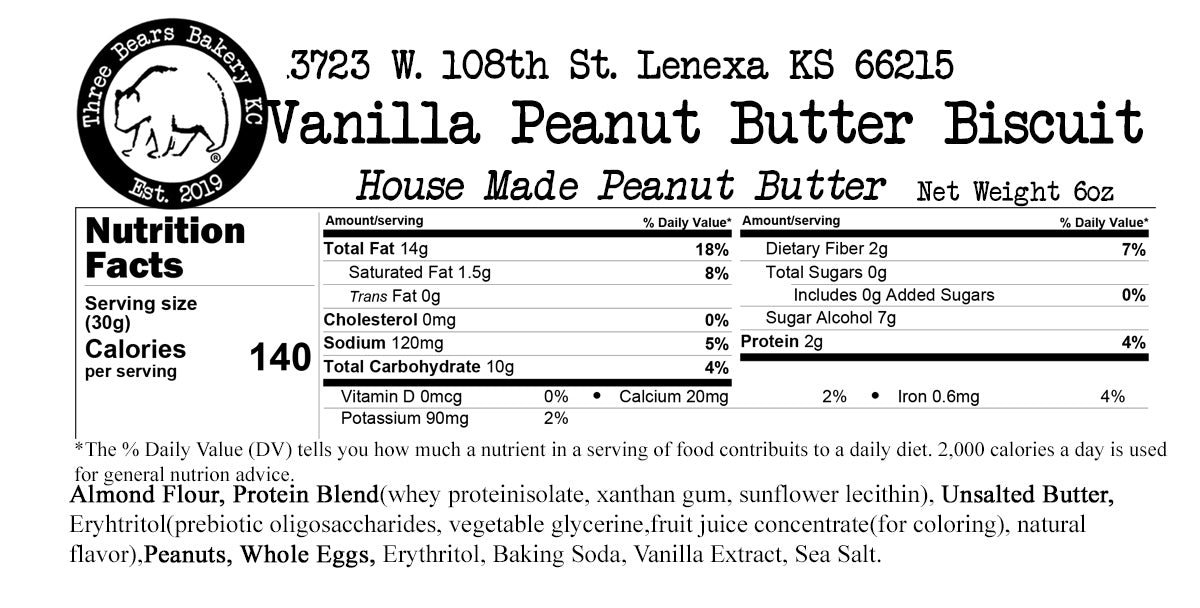 Vanilla Peanut Butter Biscuits - 6pk